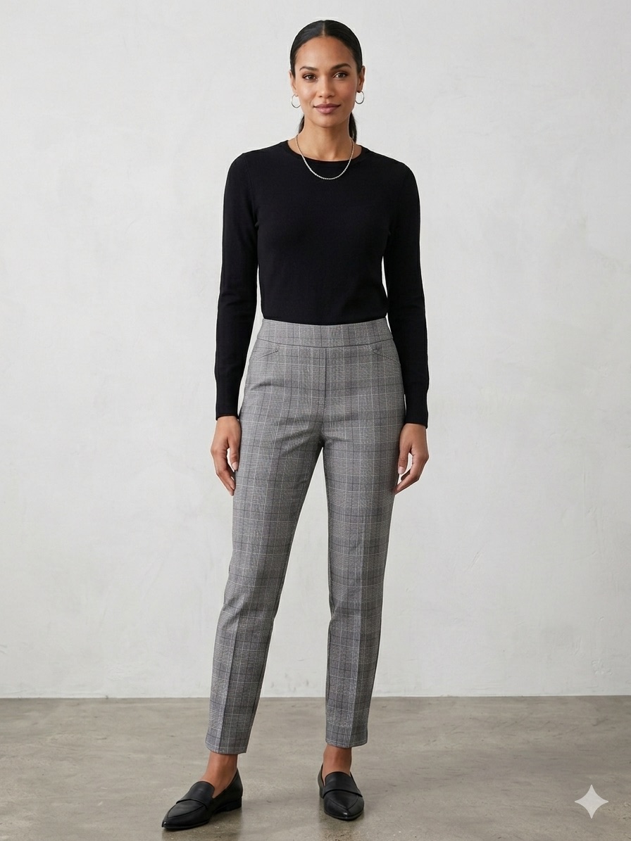 Chico's Gray Glen Plaid Slim Ankle Pants
